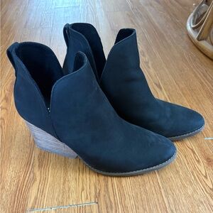 Toms Black Ankle Booties with Wooden Heel
